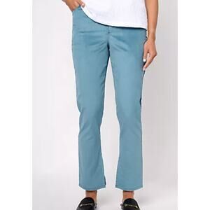 NWOT Denim & Co. QVC Adaptive Slim Straight Corduroy Pant Sz 10 Aqua Stretch